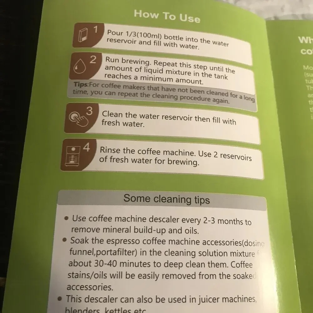 Coffee Machine Cleaner and Descaler,Espresso Coffee Maker Cleaner 2 Pack & 6 CLN